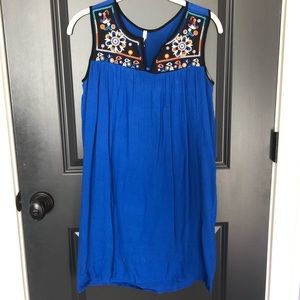 Blue Sleeveless Peasant Dress